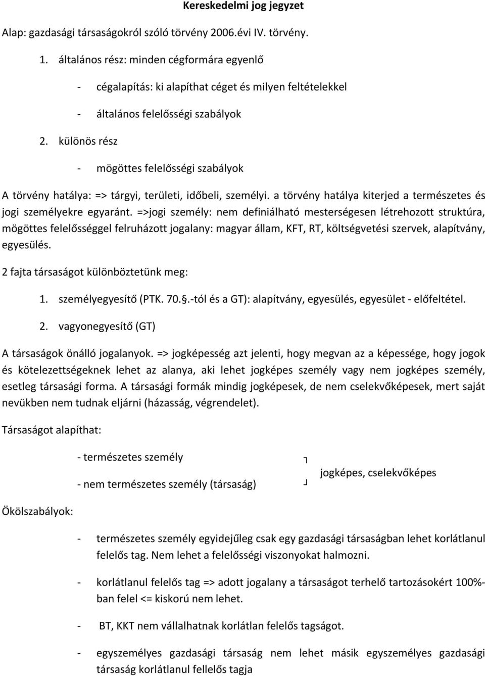 különös rész - mögöttes felelősségi szabályok törvény hatálya: => tárgyi, területi, időbeli, személyi. a törvény hatálya kiterjed a természetes és jogi személyekre egyaránt.