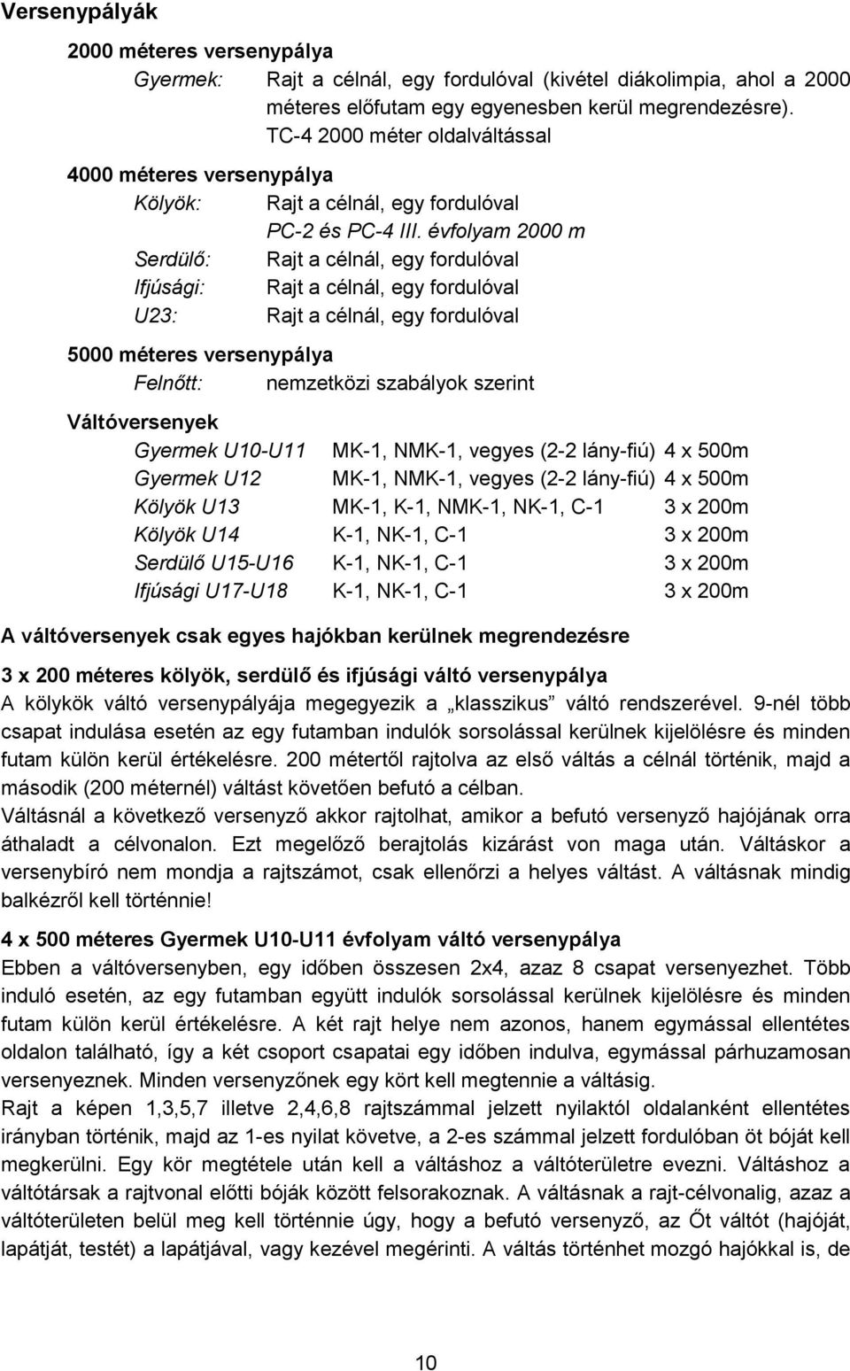 évfolyam 2000 m Serdülő: Rajt a célnál, egy fordulóval Ifjúsági: Rajt a célnál, egy fordulóval U23: Rajt a célnál, egy fordulóval 5000 méteres versenypálya Felnőtt: nemzetközi szabályok szerint