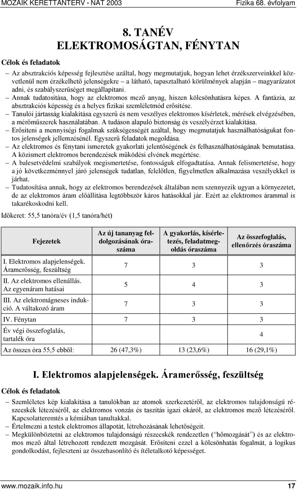 A fantázia, az absztrakciós képesség és a helyes fizikai szemléletmód erősítése.