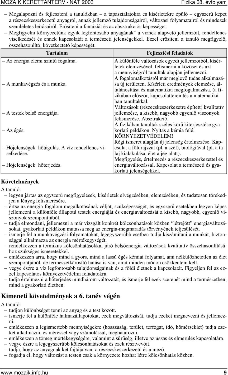 Megfigyelni környezetünk egyik legfontosabb anyagának a víznek alapvető jellemzőit, rendellenes viselkedését és ennek kapcsolatát a természeti jelenségekkel.