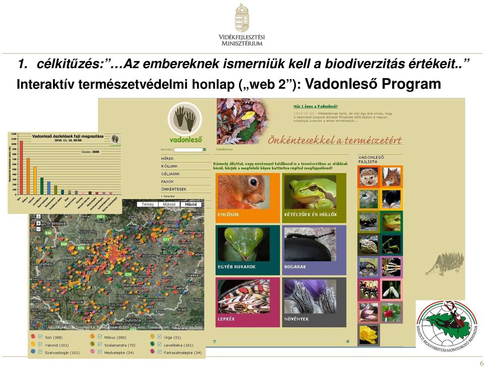 . Interaktív természetvédelmi honlap ( web 2 ): Vadonleső Program Vadonleső észlelések faji megoszlása 2010. 11. 16.