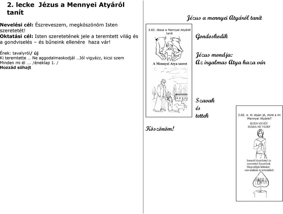 Ki teremtette Ne aggodalmaskodjál Jól vigyázz, kicsi szem Minden mi él. /éneklap 1.