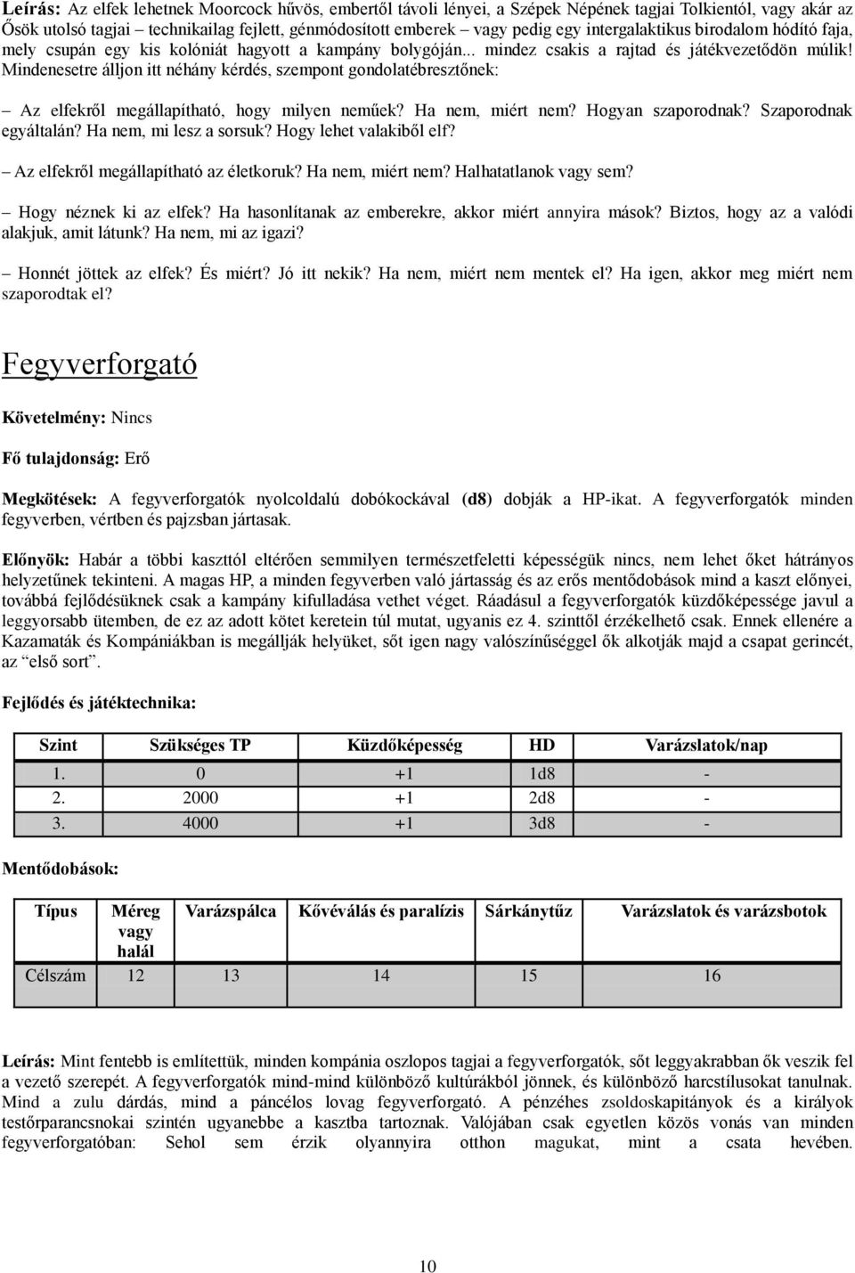 Mindenesetre álljon itt néhány kérdés, szempont gondolatébresztőnek: Az elfekről megállapítható, hogy milyen neműek? Ha nem, miért nem? Hogyan szaporodnak? Szaporodnak egyáltalán?