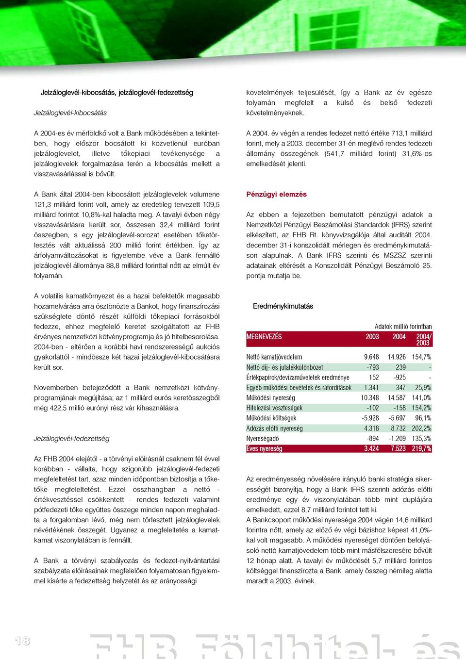 követelmények teljesülését, így a Bank az év egésze folyamán megfelelt a külsõ és belsõ fedezeti követelményeknek. A 2004. év végén a rendes fedezet nettó értéke 713,1 milliárd forint, mely a 2003.