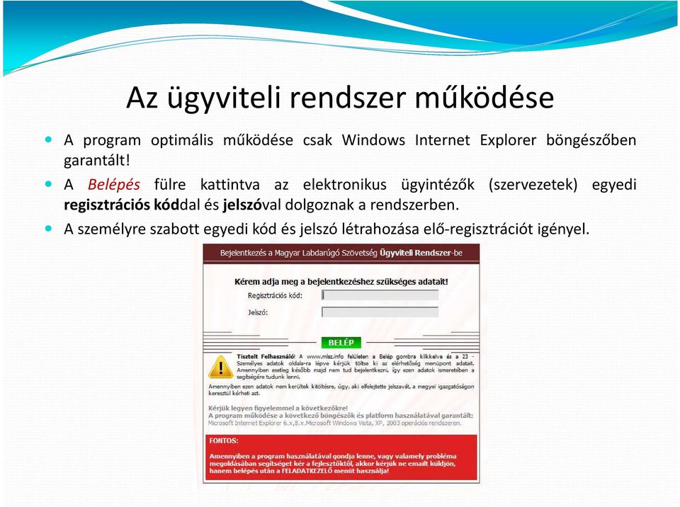 A Belépés fülre kattintva az elektronikus ügyintézők (szervezetek) egyedi