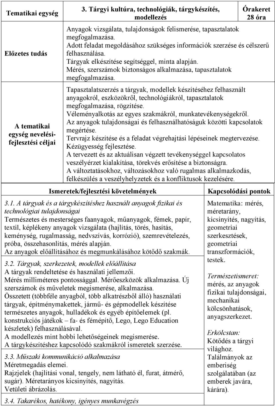 Adott feladat megoldásához szükséges információk szerzése és célszerű felhasználása. Tárgyak elkészítése segítséggel, minta alapján.