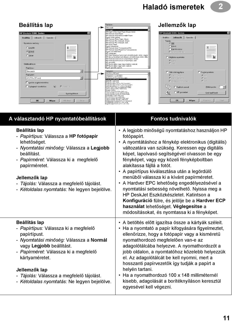 HP DeskJet nyomtató Felhasználói kézikönyv (Windows) 930C Series. Magyar -  PDF Ingyenes letöltés