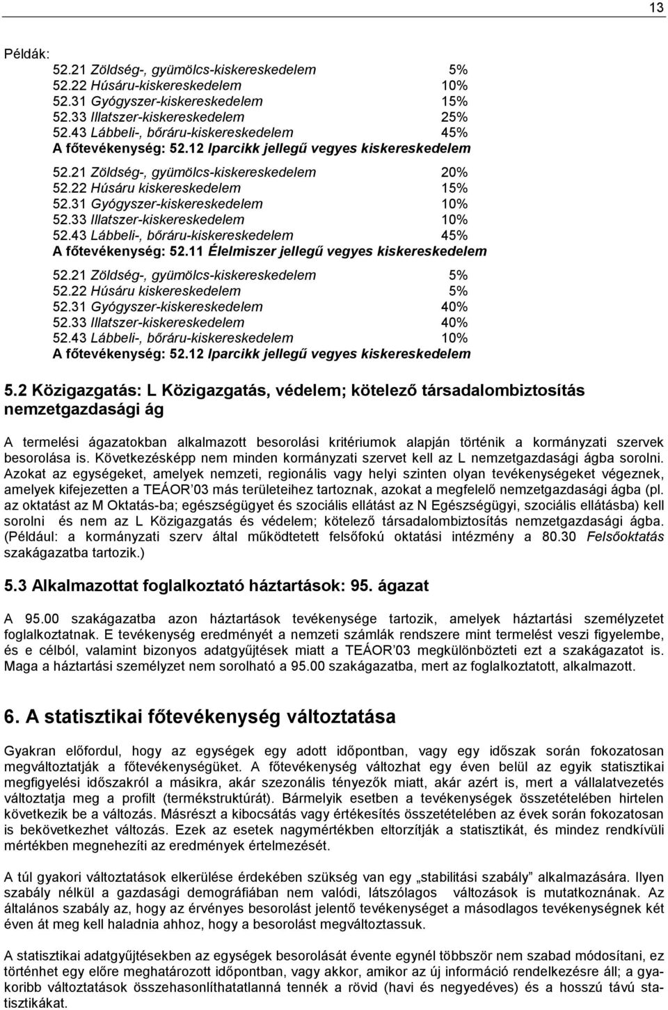 31 Gyógyszer-kiskereskedelem 10% 52.33 Illatszer-kiskereskedelem 10% 52.43 Lábbeli-, bőráru-kiskereskedelem 45% A főtevékenység: 52.11 Élelmiszer jellegű vegyes kiskereskedelem 52.