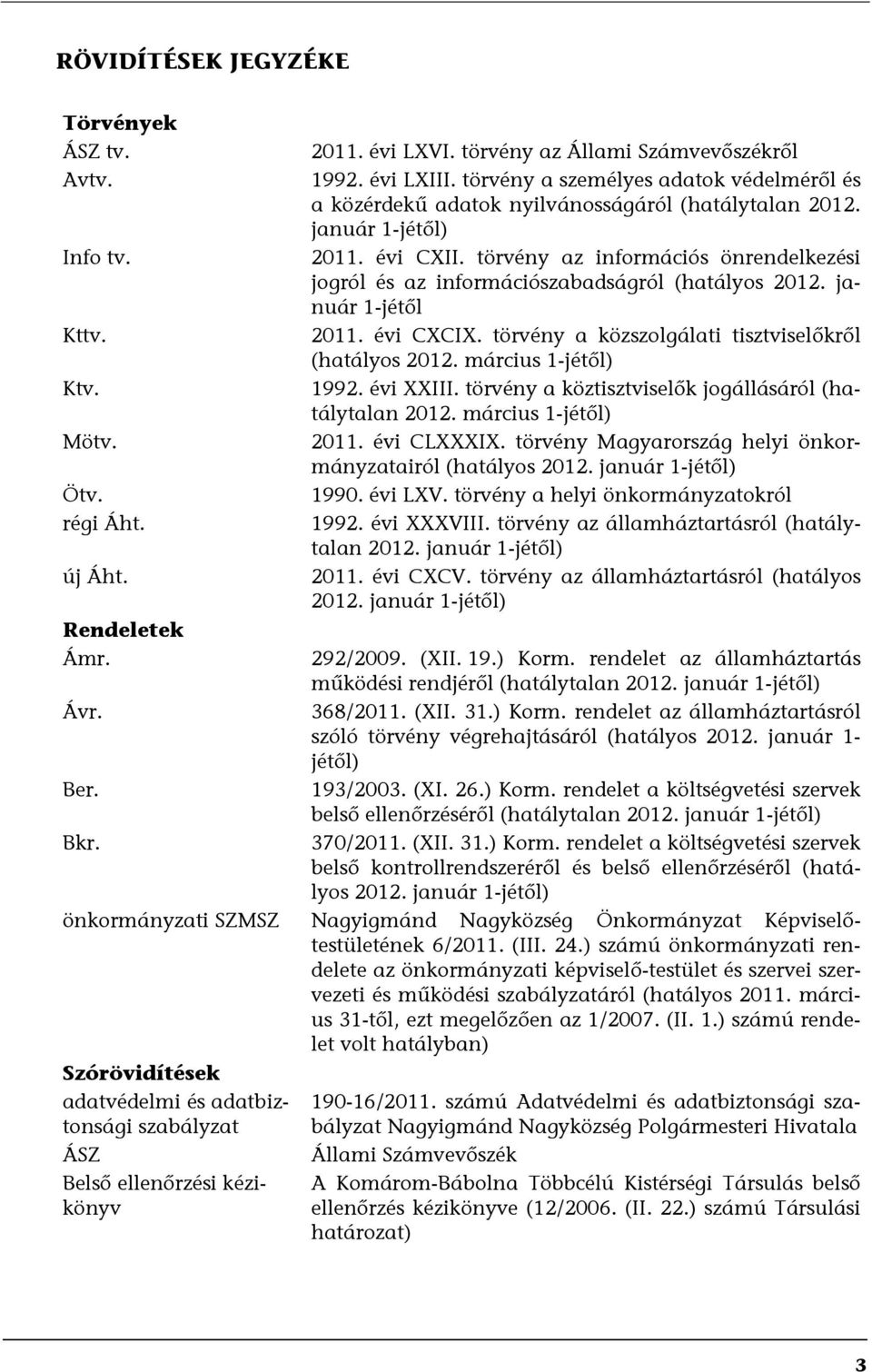 törvény az információs önrendelkezési jogról és az információszabadságról (hatályos 2012. január 1-jétől 2011. évi CXCIX. törvény a közszolgálati tisztviselőkről (hatályos 2012. március 1-jétől) 1992.