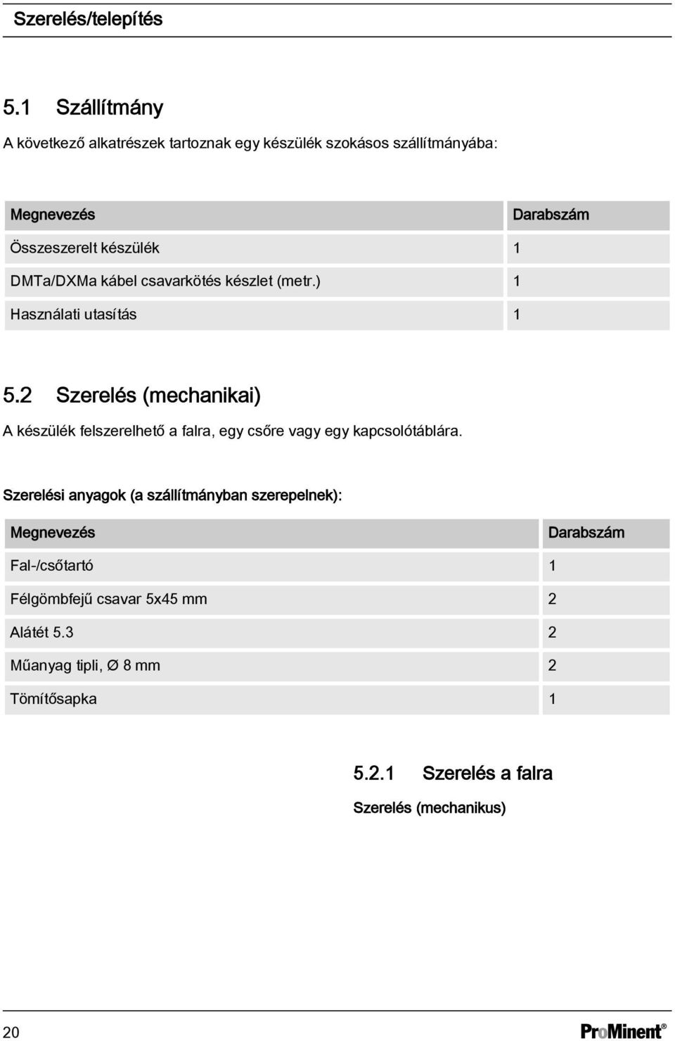 DMTa/DXMa kábel csavarkötés készlet (metr.) 1 Használati utasítás 1 5.