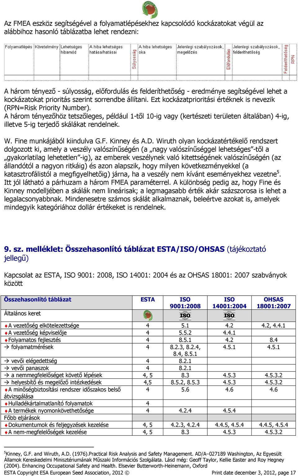 A három tényezőhöz tetszőleges, például 1-től 10-ig vagy (kertészeti területen általában) 4-ig, illetve 5-ig terjedő skálákat rendelnek. W. Fine munkájából kiindulva G.F. Kinney és A.D.