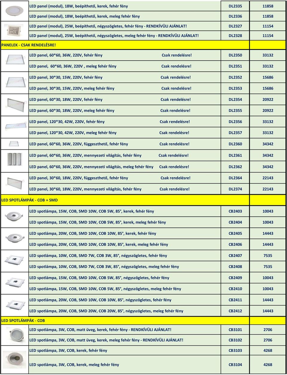 LED panel, 60*60, 36W, 220V, fehér fény Csak rendelésre! DL2350 33132 LED panel, 60*60, 36W, 220V, meleg fehér fény Csak rendelésre!