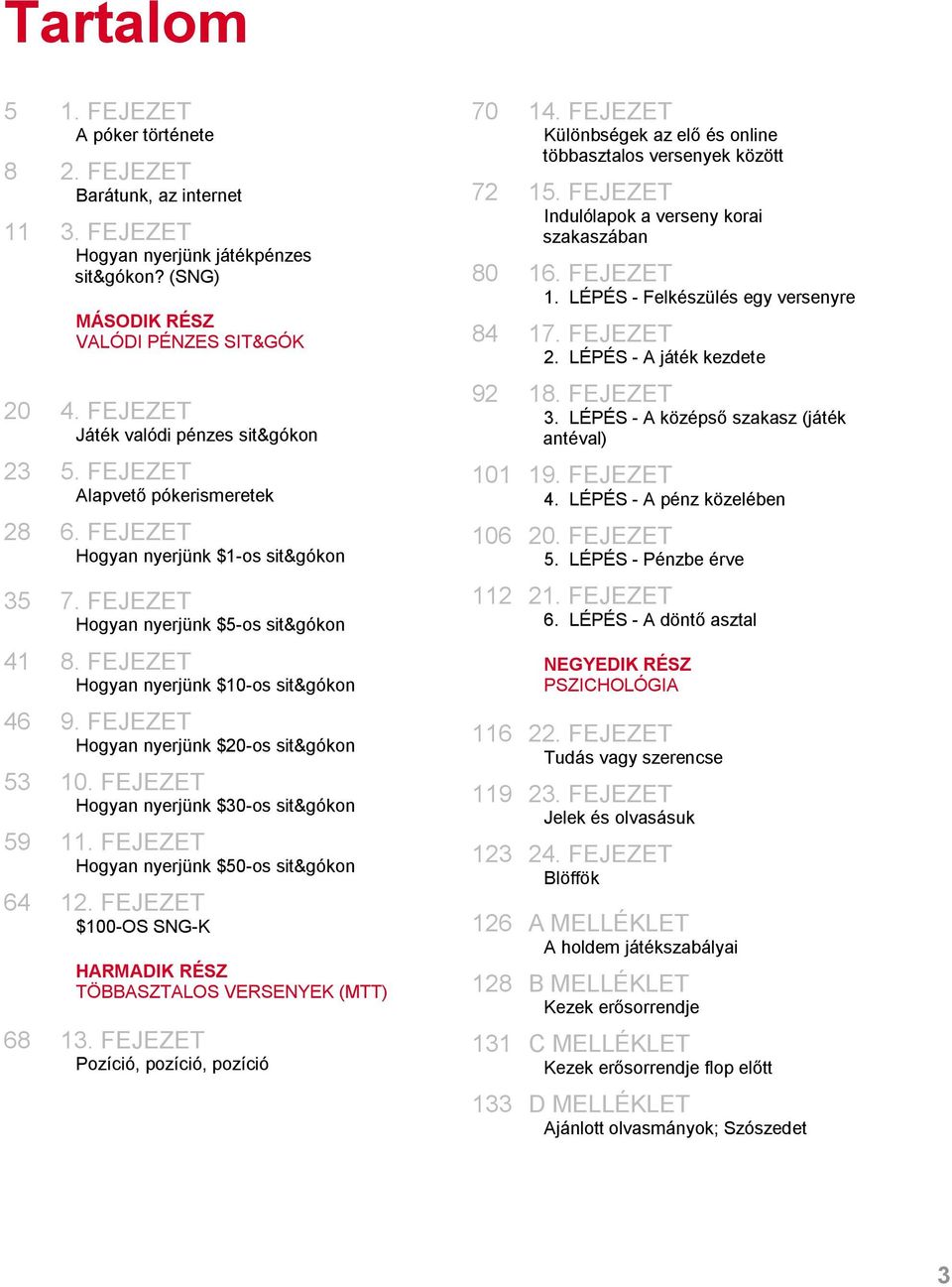 FEJEZET Hogyan nyerjünk $10-os sit&gókon 46 9. FEJEZET Hogyan nyerjünk $20-os sit&gókon 53 10. FEJEZET Hogyan nyerjünk $30-os sit&gókon 59 11. FEJEZET Hogyan nyerjünk $50-os sit&gókon 64 12.