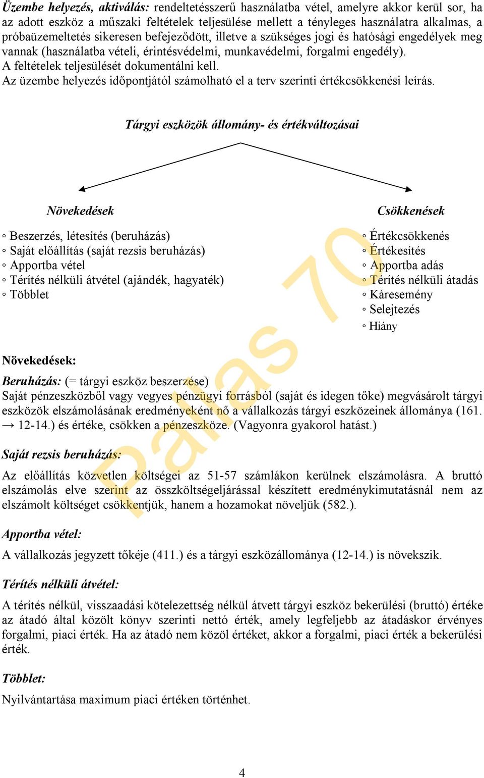 A feltételek teljesülését dokumentálni kell. Az üzembe helyezés időpontjától számolható el a terv szerinti értékcsökkenési leírás.