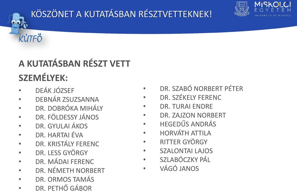 MÁDAI FERENC DR. NÉMETH NORBERT DR. ORMOS TAMÁS DR. PETHŐ GÁBOR DR. SZABÓ NORBERT PÉTER DR. SZÉKELY FERENC DR.