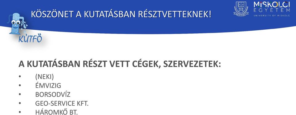 A KUTATÁSBAN RÉSZT VETT CÉGEK,