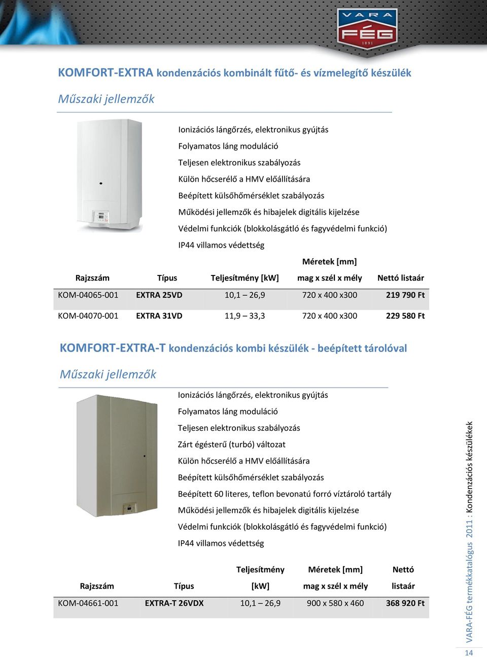 fagyvédelmi funkció) IP44 villamos védettség Méretek *mm+ Rajzszám Típus Teljesítmény *kw+ mag x szél x mély Nettó listaár KOM-04065-001 EXTRA 25VD 10,1 26,9 720 x 400 x300 219 790 Ft KOM-04070-001