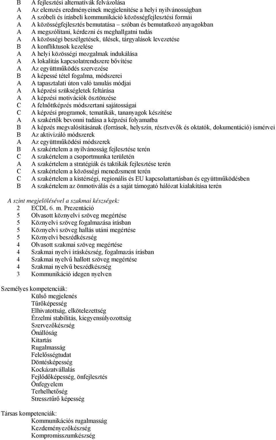 kapcsolatrendszere bővítése z együttműködés szervezése képessé tétel fogalma, módszerei tapasztalati úton való tanulás módjai képzési szükségletek feltárása képzési motivációk ösztönzése