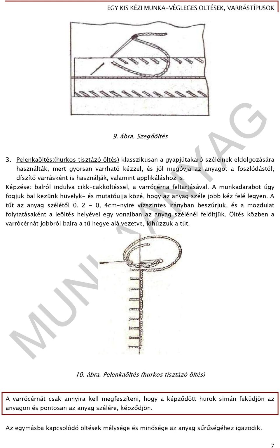 használják, valamint applikáláshoz is. Képzése: balról indulva cikk-cakköltéssel, a varrócérna feltartásával.
