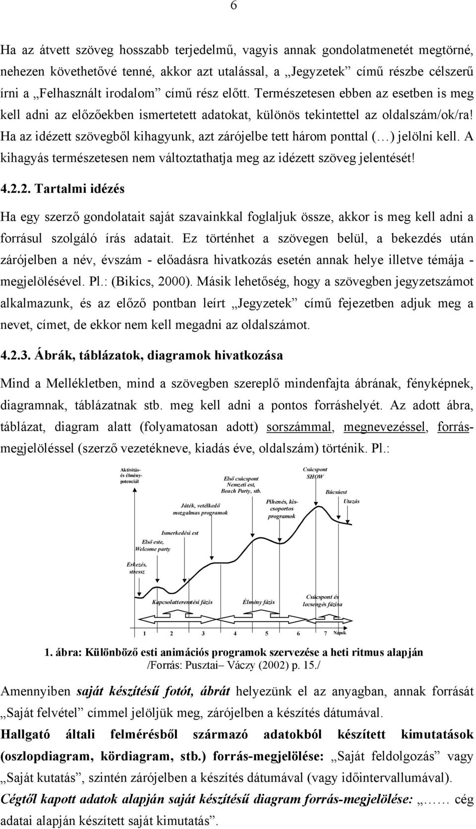 Ha az idézett szövegből kihagyunk, azt zárójelbe tett három ponttal ( ) jelölni kell. A kihagyás természetesen nem változtathatja meg az idézett szöveg jelentését! 4.2.