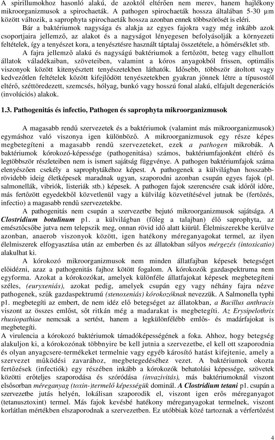 Bár a baktériumok nagysága és alakja az egyes fajokra vagy még inkább azok csoportjaira jellemzı, az alakot és a nagyságot lényegesen befolyásolják a környezeti feltételek, így a tenyészet kora, a