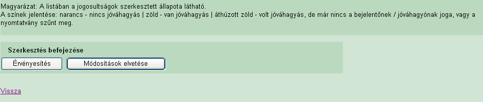 30. ábra: Új sor hozzáadása II. 31. ábra: Jogosultsági adatok szerkesztése II.