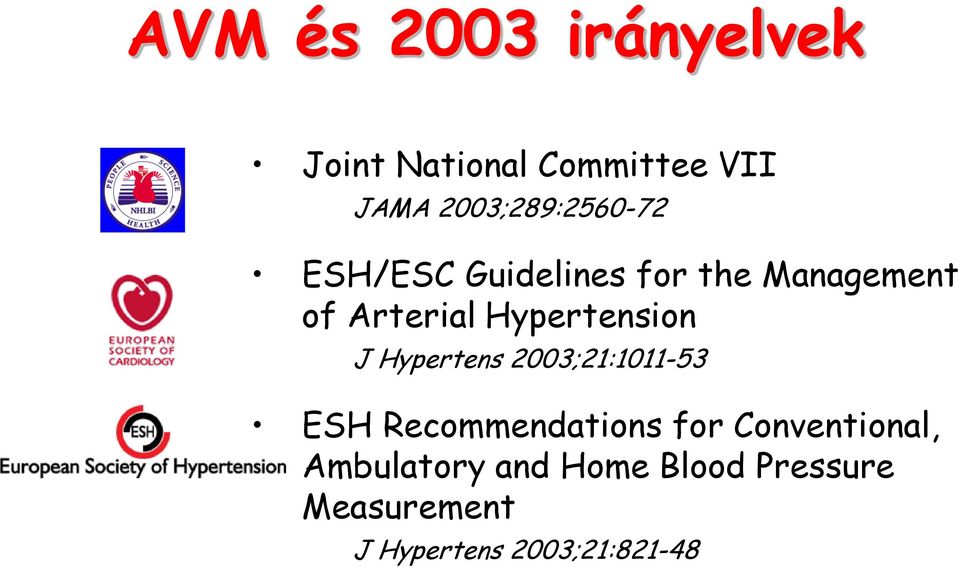 Hypertension J Hypertens 2003;21:1011-53 ESH Recommendations for