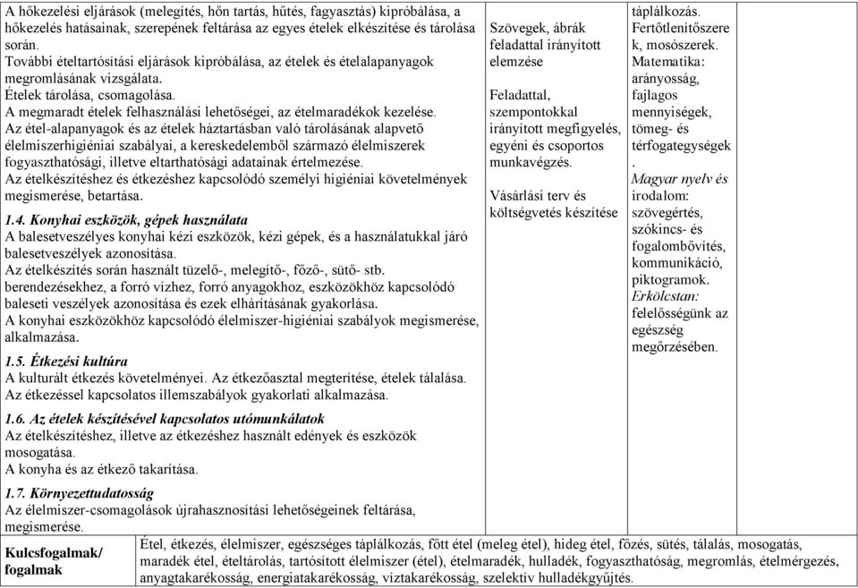 A megmaradt ételek felhasználási lehetőségei, az ételmaradékok kezelése.