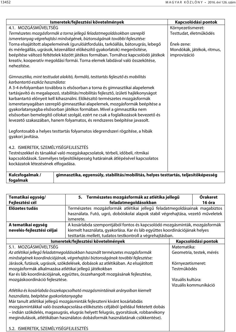 gyakorlatok) megerősítése, beépítése változó feltételek között játékos formában. Tornához kapcsolódó játékok kreatív, kooperatív megoldási formái. Torna elemek labdával való összekötése, nehezítése.