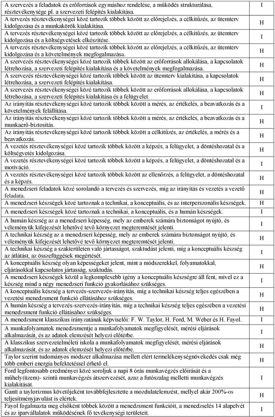 A tervezés résztevékenységei közé tartozik többek között az előrejelzés, a célkitűzés, az ütemterv kidolgozása és a költségvetések elkészítése.