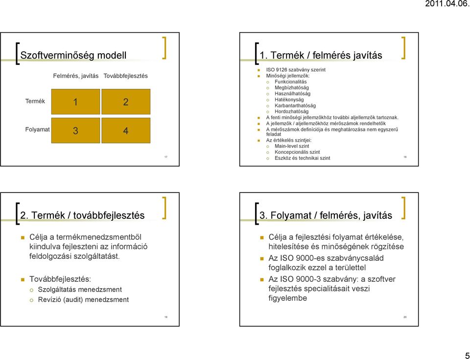 Karbantarthatóság Hordozhatóság A fenti minőségi jellemzőkhöz további aljellemzők tartoznak.