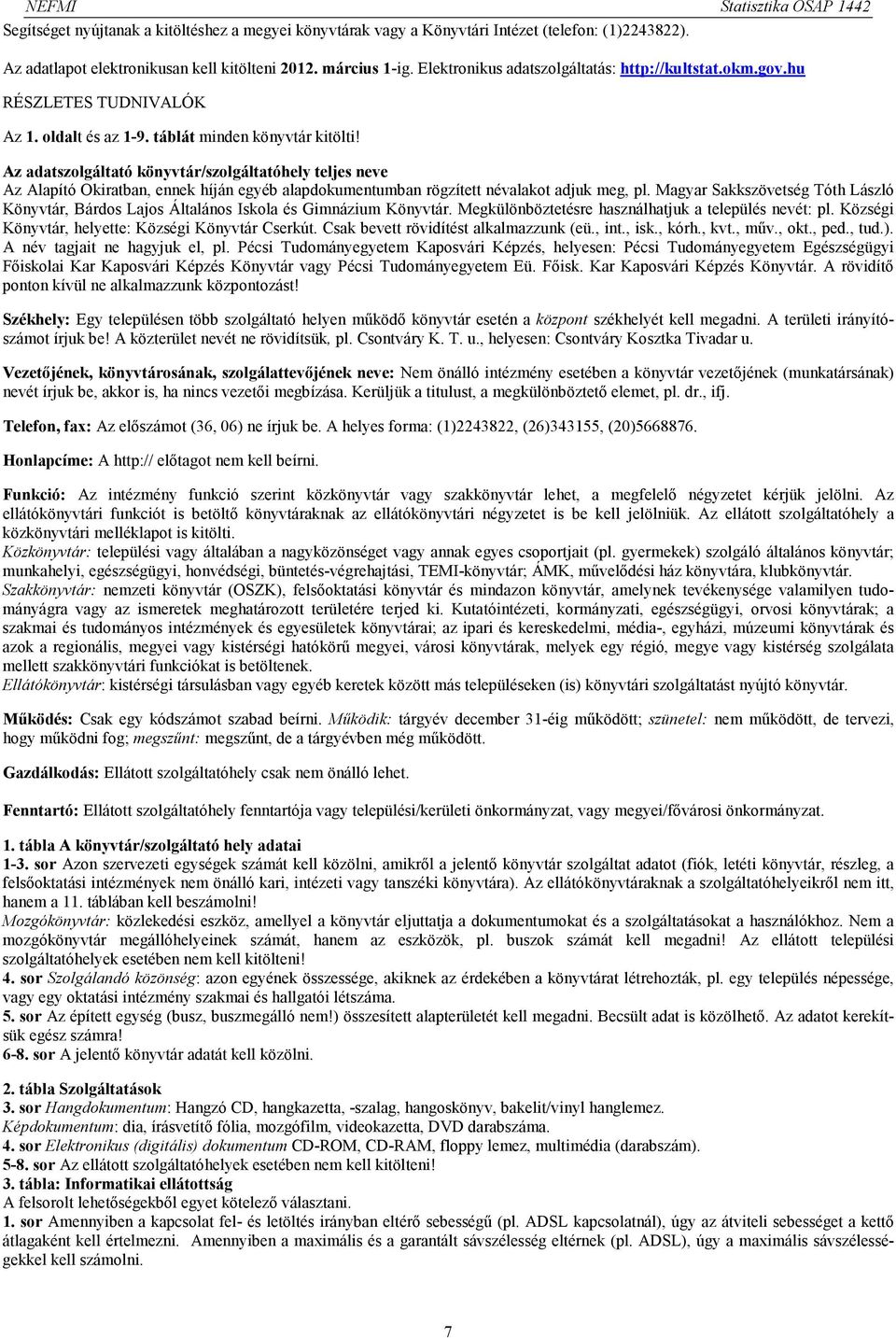 Az adatszolgáltató könyvtár/szolgáltatóhely teljes neve Az Alapító Okiratban, ennek híján egyéb alapdokumentumban rögzített névalakot adjuk meg, pl.