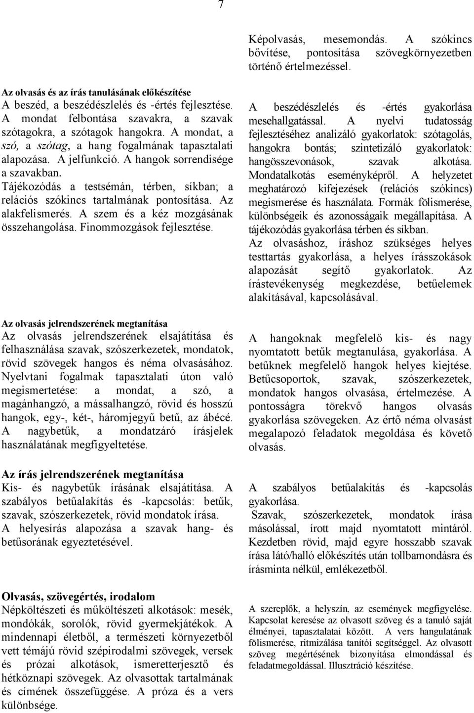 Tájékozódás a testsémán, térben, síkban; a relációs szókincs tartalmának pontosítása. Az alakfelismerés. A szem és a kéz mozgásának összehangolása. Finommozgások fejlesztése.