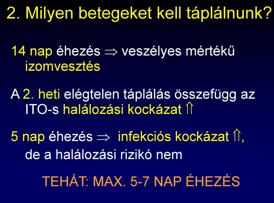 heti elégtelen táplálás összefügg az ITO-s halálozási