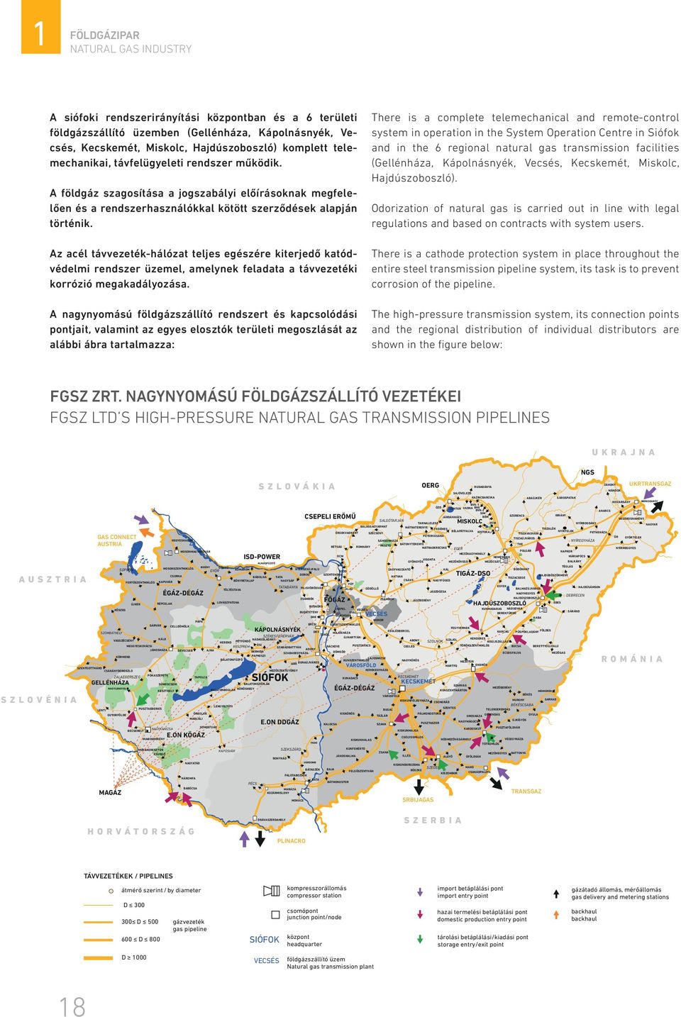 Az acél távvezeték-hálózat teljes egészére kiterjedő katódvédelmi rendszer üzemel, amelynek feladata a távvezetéki korrózió megakadályozása.