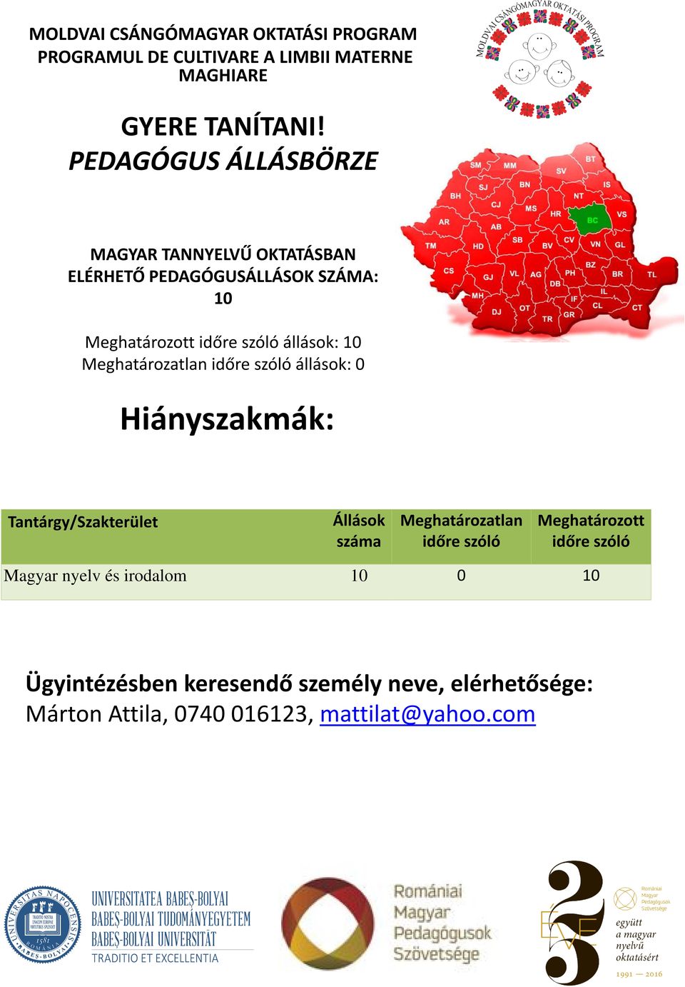 állások: 10 állások: 0 Hiányszakmák: /Szakterület Magyar