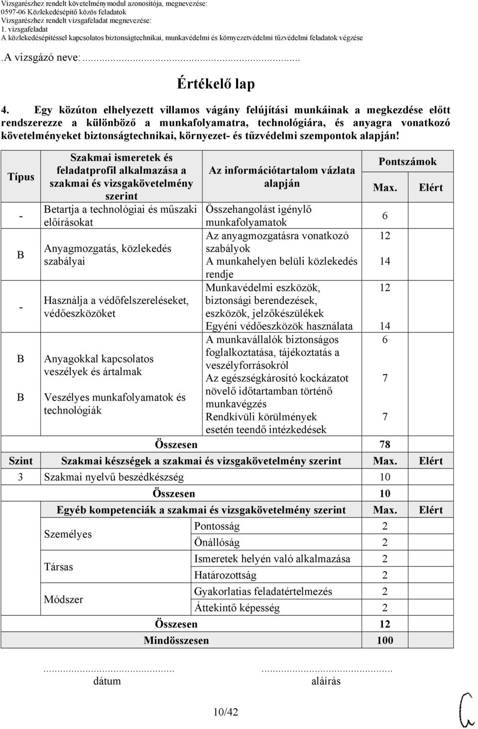 környezet és tűzvédelmi szempontok alapján!