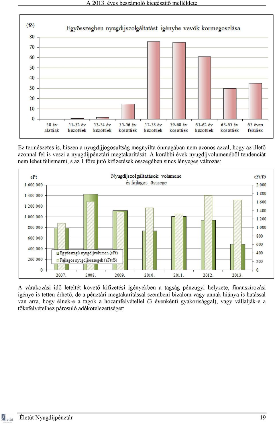 követő kifizetési igényekben a tagság pénzügyi helyzete, finanszírozási igénye is tetten érhető, de a pénztári megtakarítással szembeni bizalom vagy annak hiánya