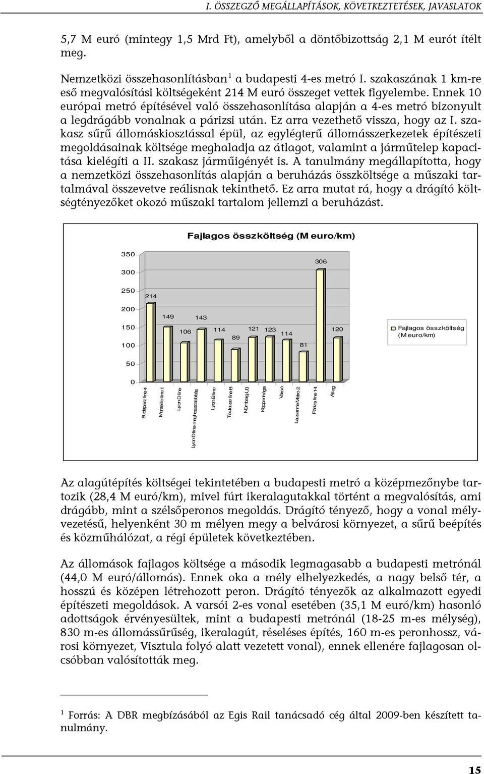 Ennek 10 európai metró építésével való összehasonlítása alapján a 4-es metró bizonyult a legdrágább vonalnak a párizsi után. Ez arra vezethető vissza, hogy az I.