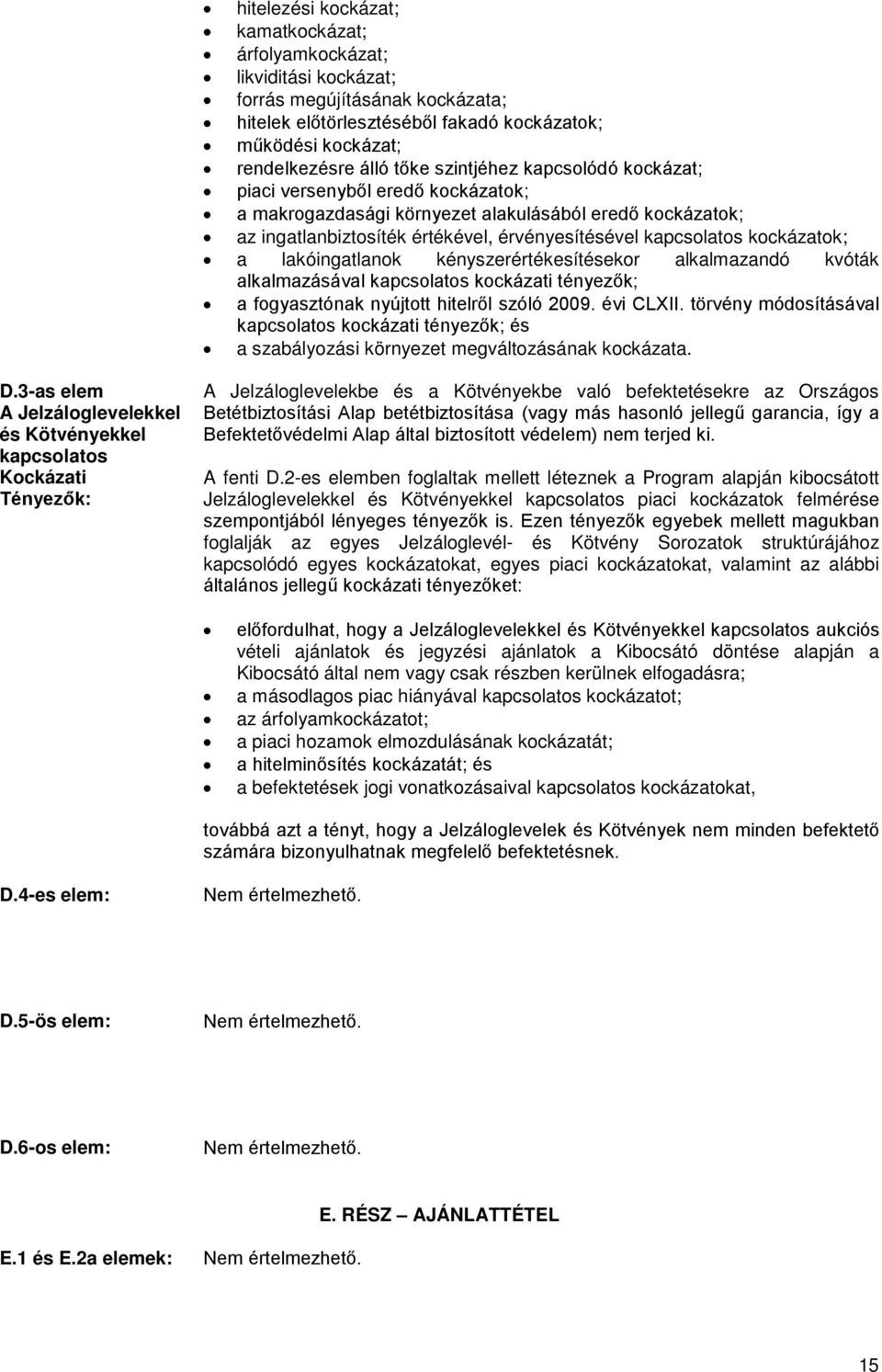 a lakóingatlanok kényszerértékesítésekor alkalmazandó kvóták alkalmazásával kapcsolatos kockázati tényezők; a fogyasztónak nyújtott hitelről szóló 2009. évi CLXII.