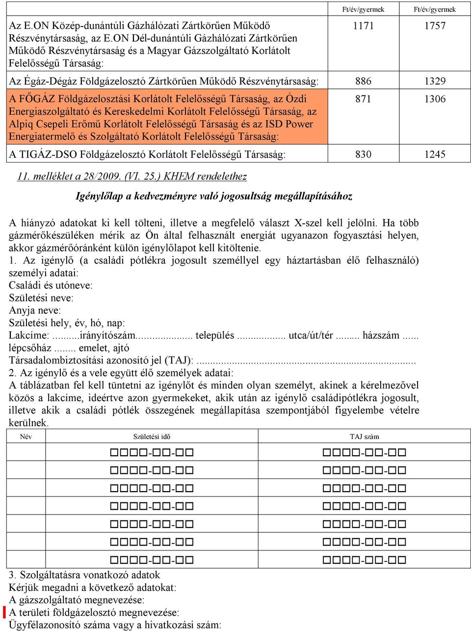 Zártkörűen Működő Részvénytársaság: 886 1329 A FŐGÁZ Földgázelosztási Korlátolt Felelősségű Társaság, az Ózdi Energiaszolgáltató és Kereskedelmi Korlátolt Felelősségű Társaság, az Alpiq Csepeli Erőmű