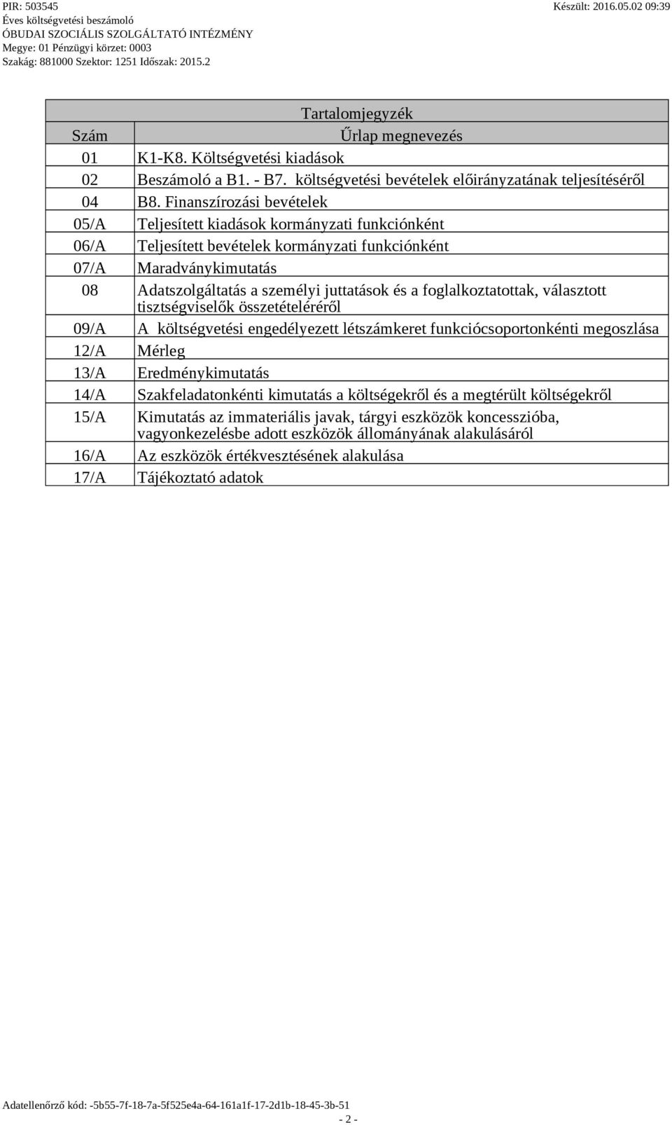 foglalkoztatottak, választott tisztségviselők összetételéréről 09/A A költségvetési engedélyezett létszámkeret funkciócsoportonkénti megoszlása 12/A Mérleg 13/A Eredménykimutatás 14/A