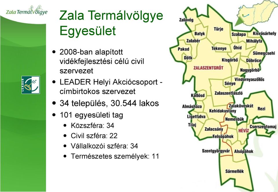 szervezet 34 település, 30.