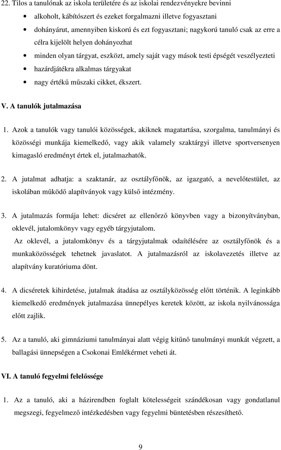 cikket, ékszert. V. A tanulók jutalmazása 1.