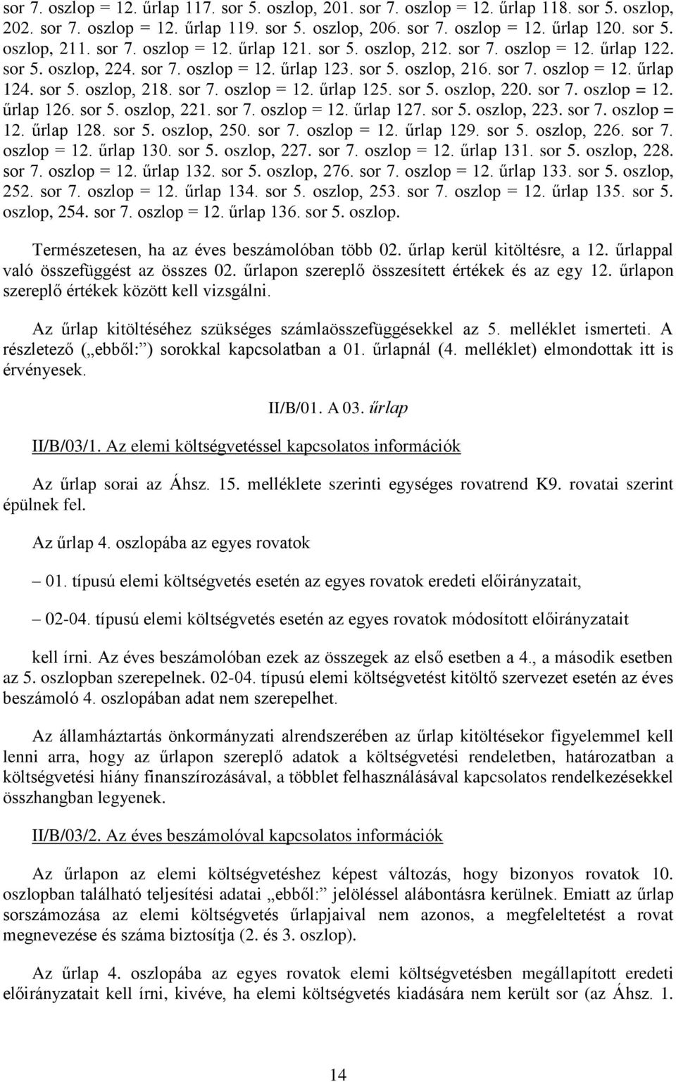 sor 7. oszlop = 12. űrlap 125. sor 5. oszlop, 220. sor 7. oszlop = 12. űrlap 126. sor 5. oszlop, 221. sor 7. oszlop = 12. űrlap 127. sor 5. oszlop, 223. sor 7. oszlop = 12. űrlap 128. sor 5. oszlop, 250.