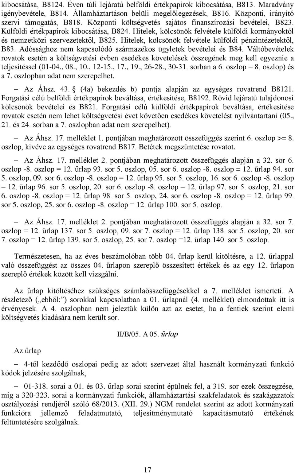 Hitelek, kölcsönök felvétele külföldi pénzintézetektől, B83. Adóssághoz nem kapcsolódó származékos ügyletek bevételei és B84.