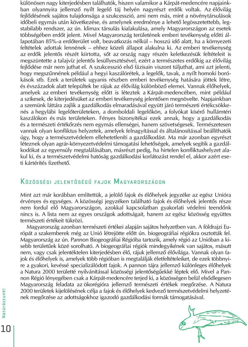rendszer, az ún. klimax társulás kialakulása, amely Magyarországon az esetek többségében erdôt jelent.