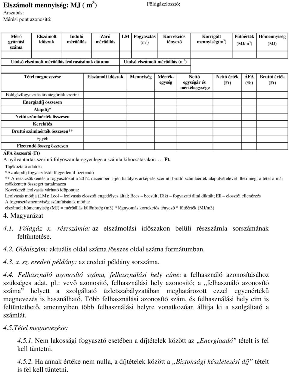 szerint Energiadíj összesen Alapdíj* Nettó számlaérték összesen Kerekítés Bruttó számlaérték összesen** Egyéb Fizetendő összeg összesen Elszámolt időszak Mennyiség Mértékegység Nettó egységár és