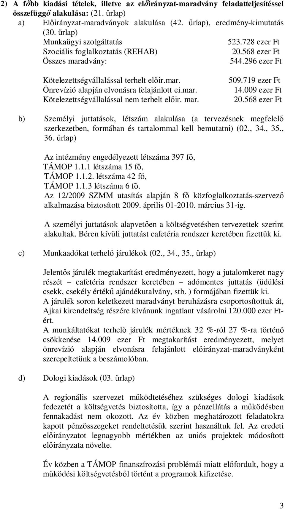 719 ezer Ft Önrevízió alapján elvonásra felajánlott ei.mar. 14.009 ezer Ft Kötelezettségvállalással nem terhelt előir. mar. 20.