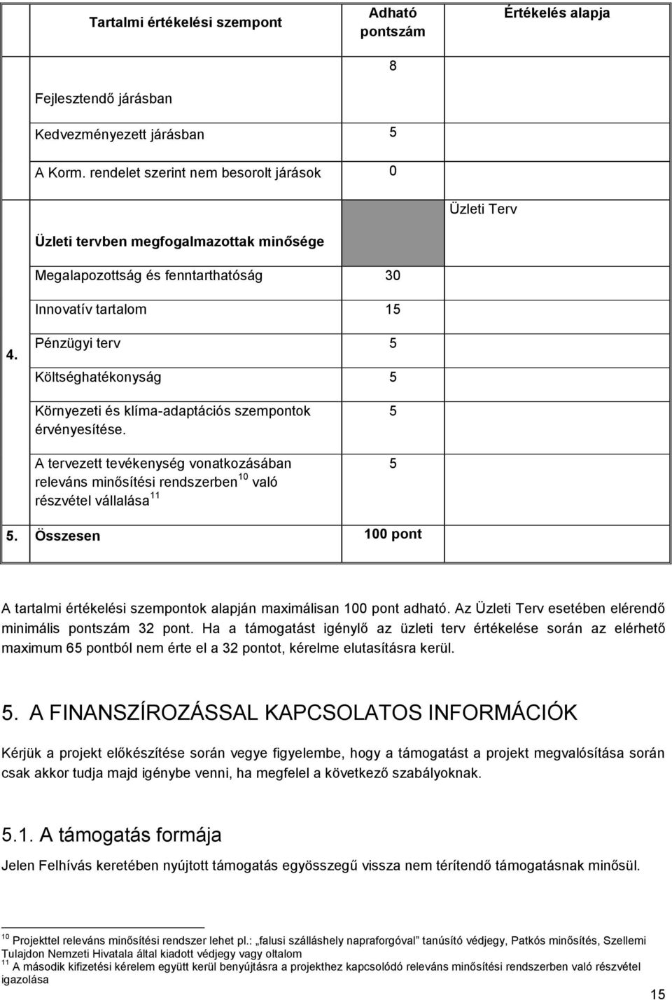 Pénzügyi terv 5 Költséghatékonyság 5 Környezeti és klíma-adaptációs szempontok érvényesítése.